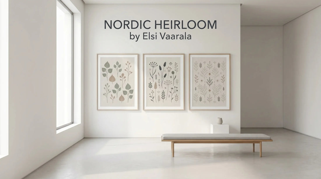 Nordic Heirloom phone case design by Finnish artist Elsi Vaarala, featuring delicate botanical linework