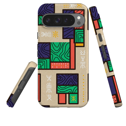 Ankara Blocks on Sand by Ada Okoye Tough Case for Google Pixel — Finnaij
