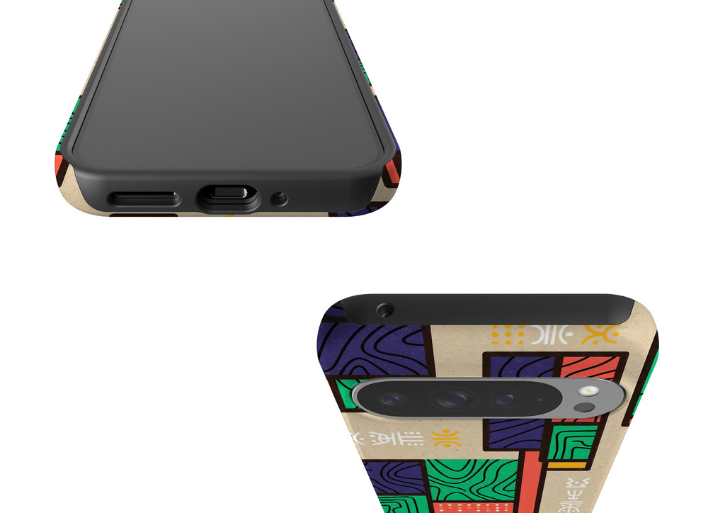 Ankara Blocks on Sand by Ada Okoye Tough Case for Google Pixel — Finnaij