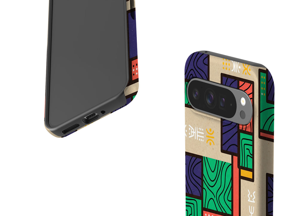 Ankara Blocks on Sand by Ada Okoye Tough Case for Google Pixel — Finnaij