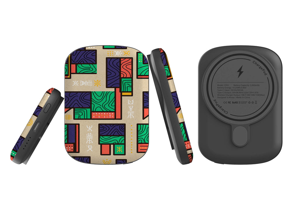 Ankara Blocks on Sand by Ada Okoye — MagSafe CHARGEPOD — Finnaij