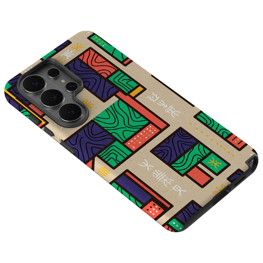 Ankara Blocks on Sand by Ada Okoye Tough Case for Samsung Galaxy — Finnaij