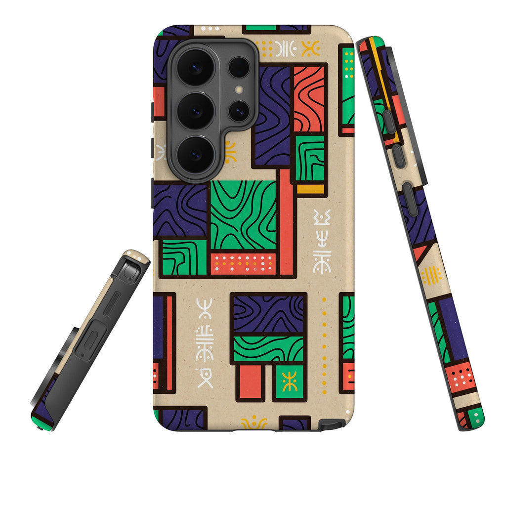 Ankara Blocks on Sand by Ada Okoye Tough Case for Samsung Galaxy — Finnaij