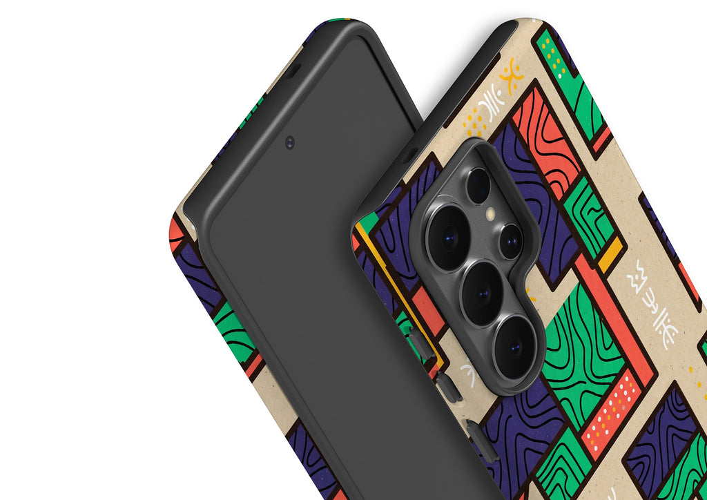 Ankara Blocks on Sand by Ada Okoye Tough Case for Samsung Galaxy — Finnaij