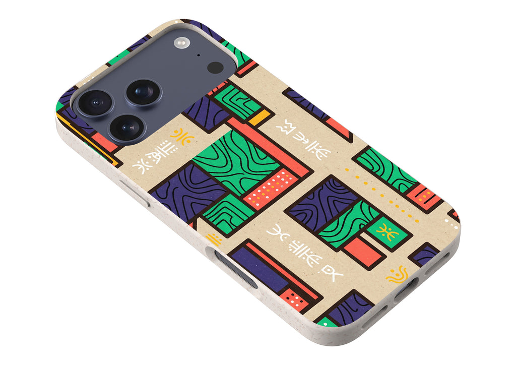 Ankara Blocks on Sand by Ada Okoye — iPhone Bio-degradable Case — Finnaij