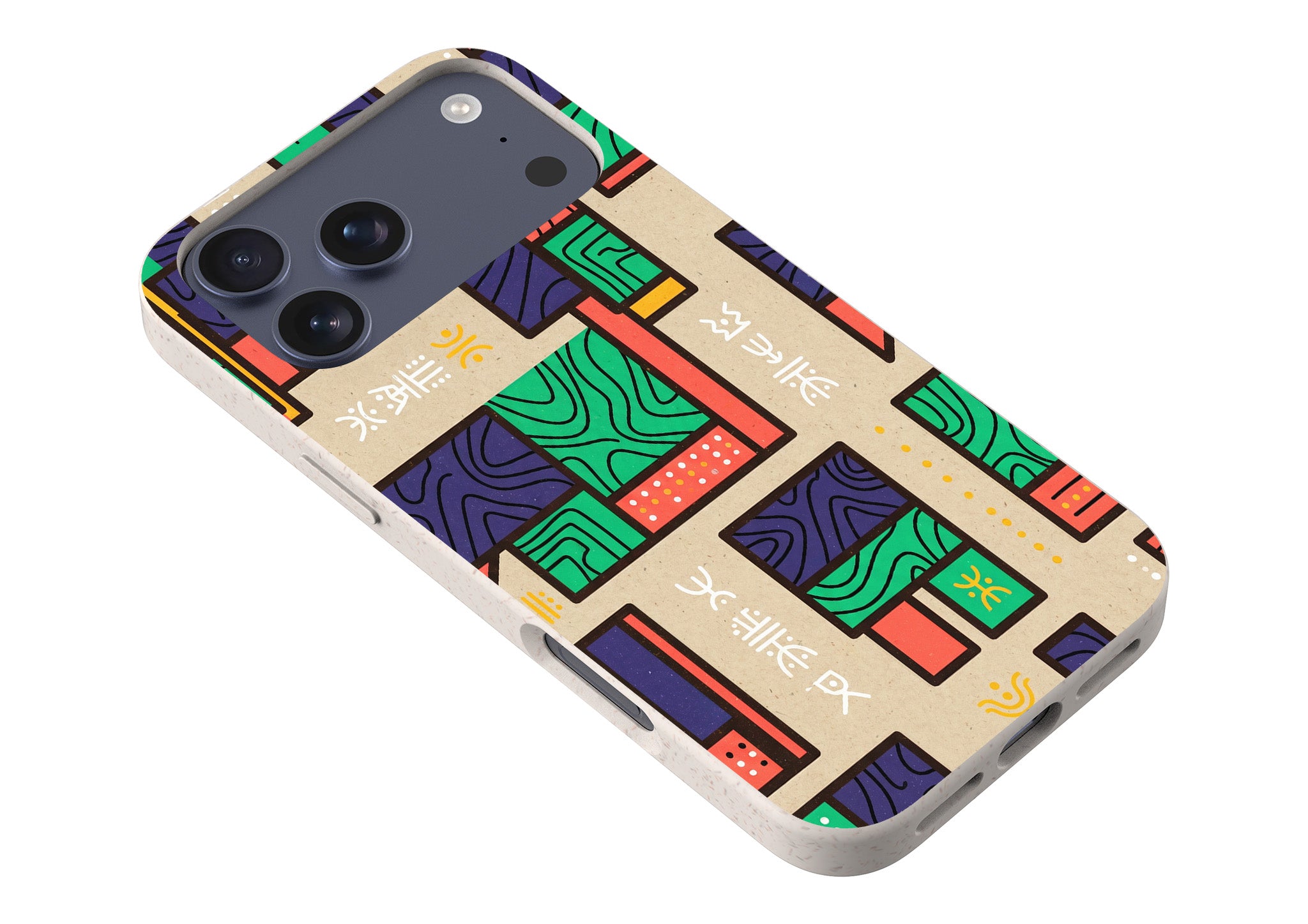 Ankara Blocks on Sand by Ada Okoye — iPhone Bio-degradable Case — Finnaij