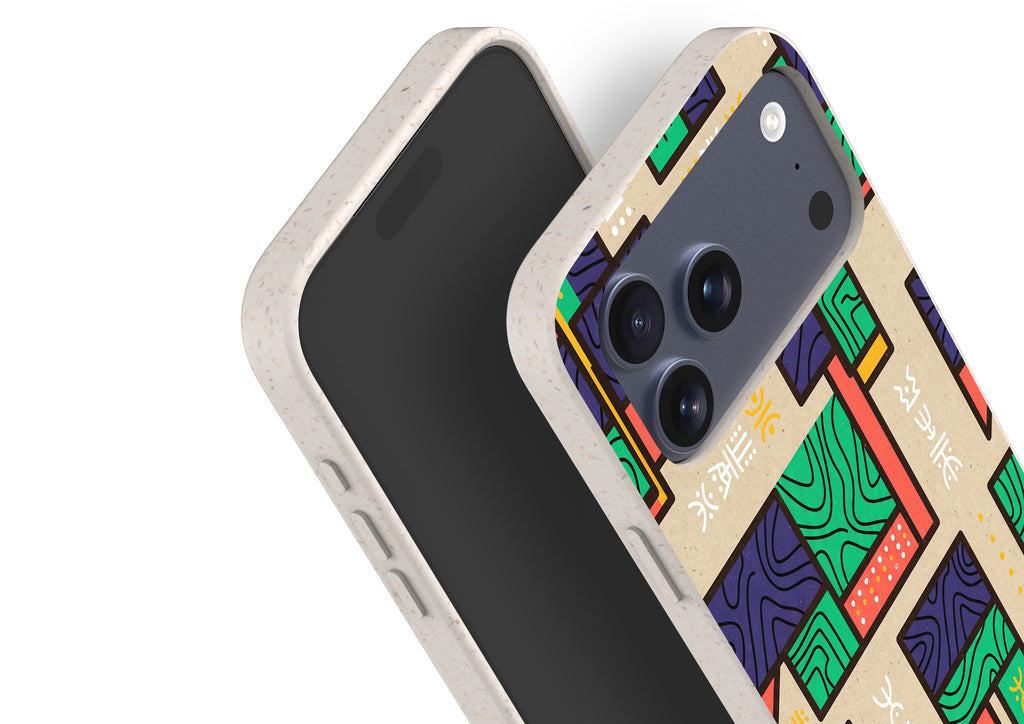 Ankara Blocks on Sand by Ada Okoye — iPhone Bio-degradable Case — Finnaij