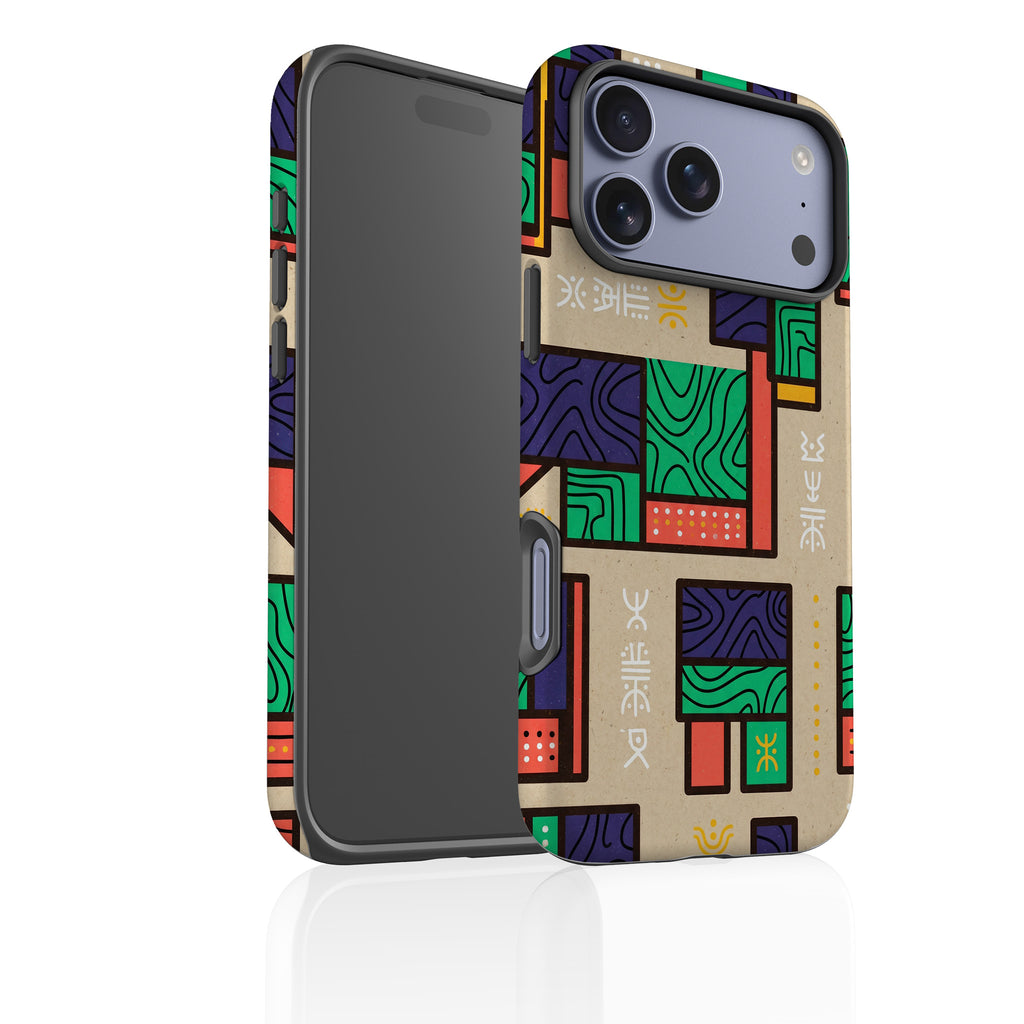 Ankara Blocks on Sand by Ada Okoye Tough Case for iPhone — Finnaij