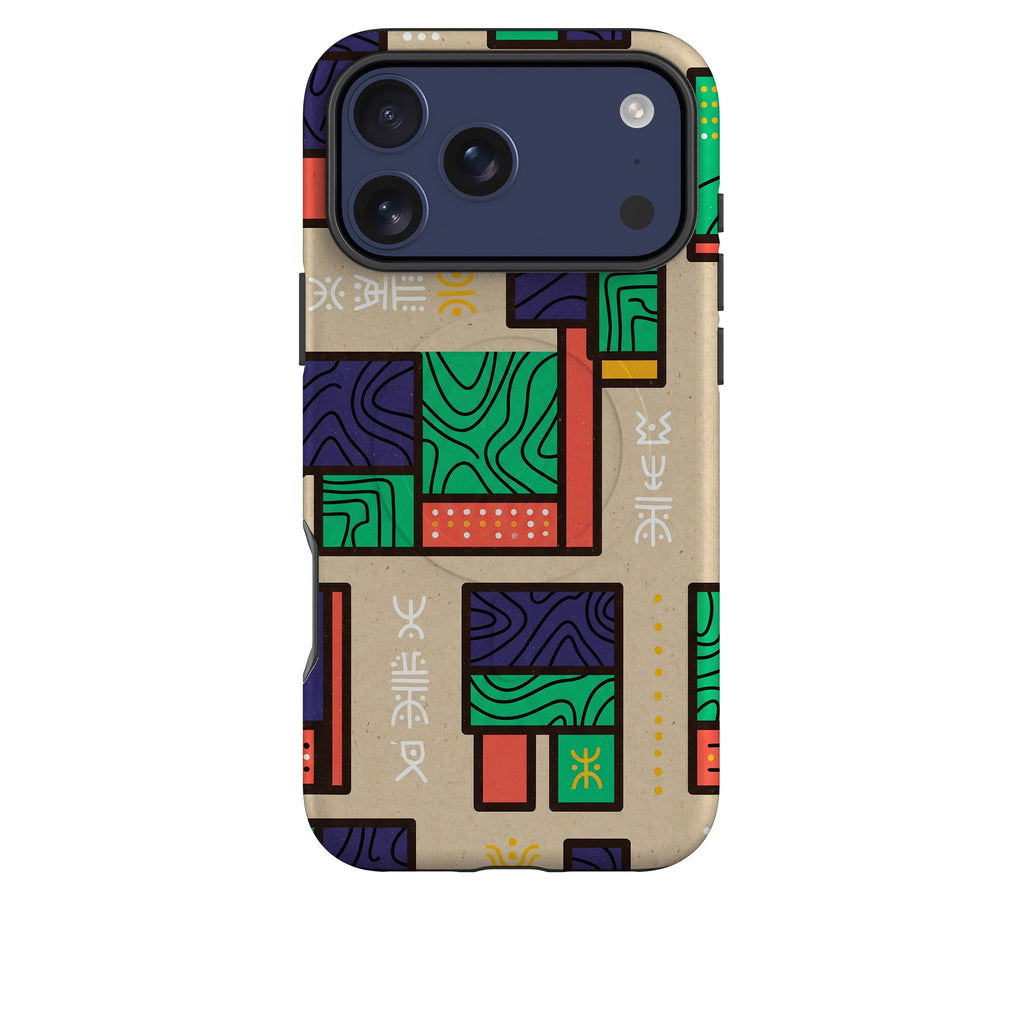 Ankara Blocks on Sand by Ada Okoye MagSafe Tough Case for iPhone — Finnaij