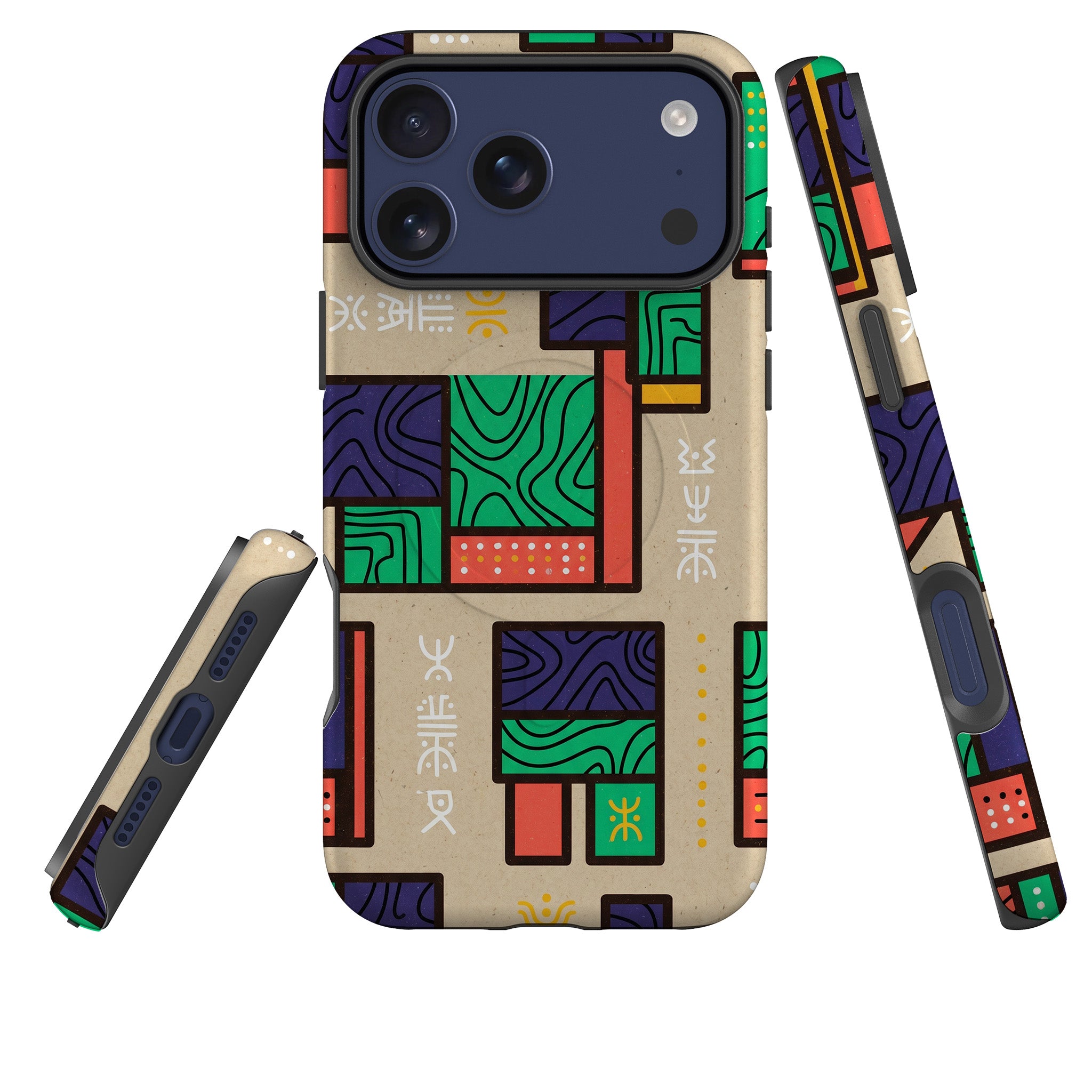 Ankara Blocks on Sand by Ada Okoye MagSafe Tough Case for iPhone — Finnaij