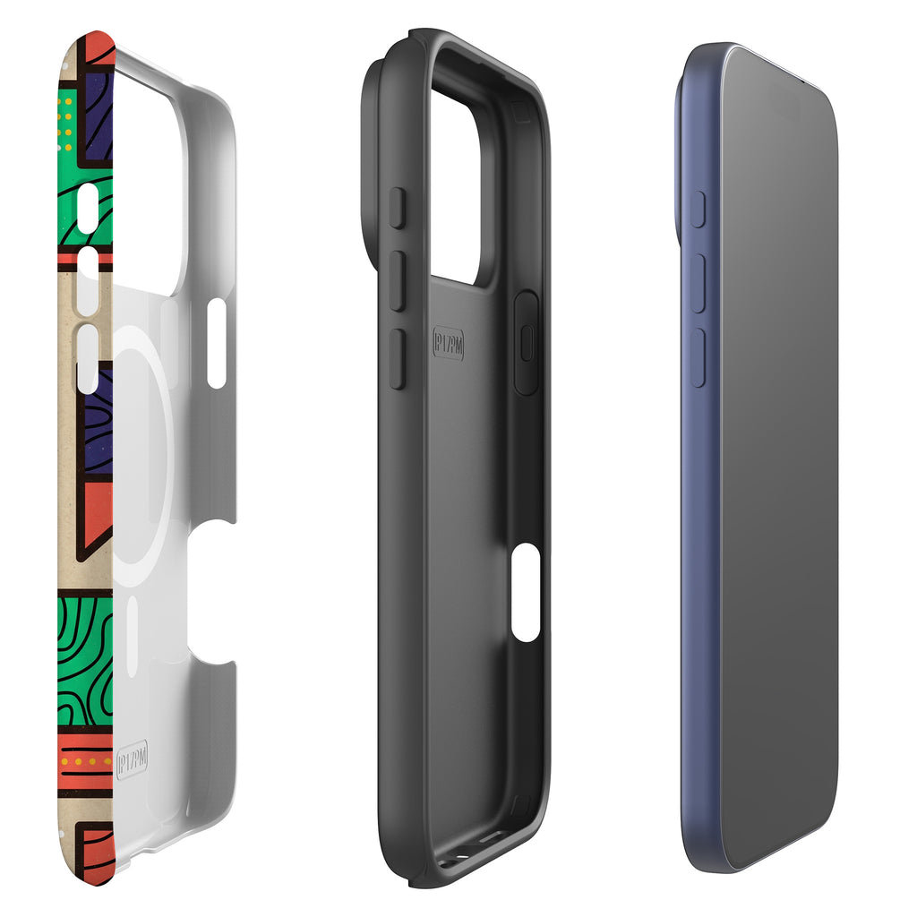 Ankara Blocks on Sand by Ada Okoye MagSafe Tough Case for iPhone — Finnaij