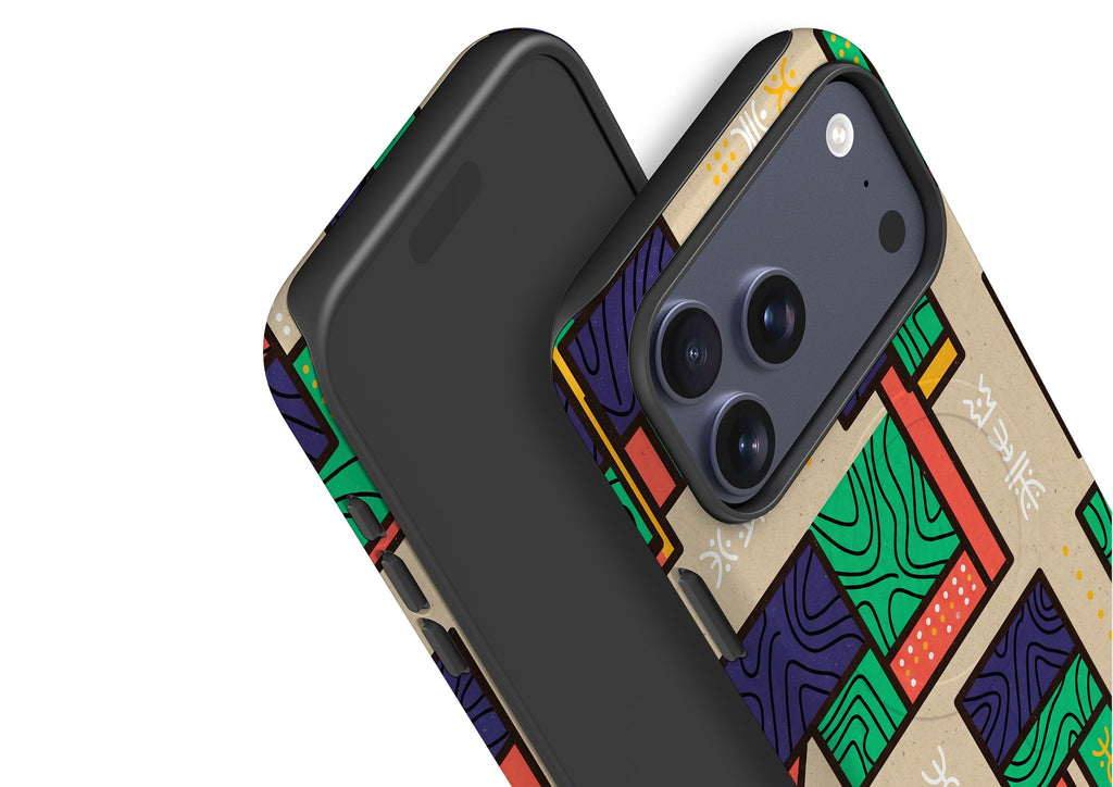 Ankara Blocks on Sand by Ada Okoye MagSafe Tough Case for iPhone — Finnaij