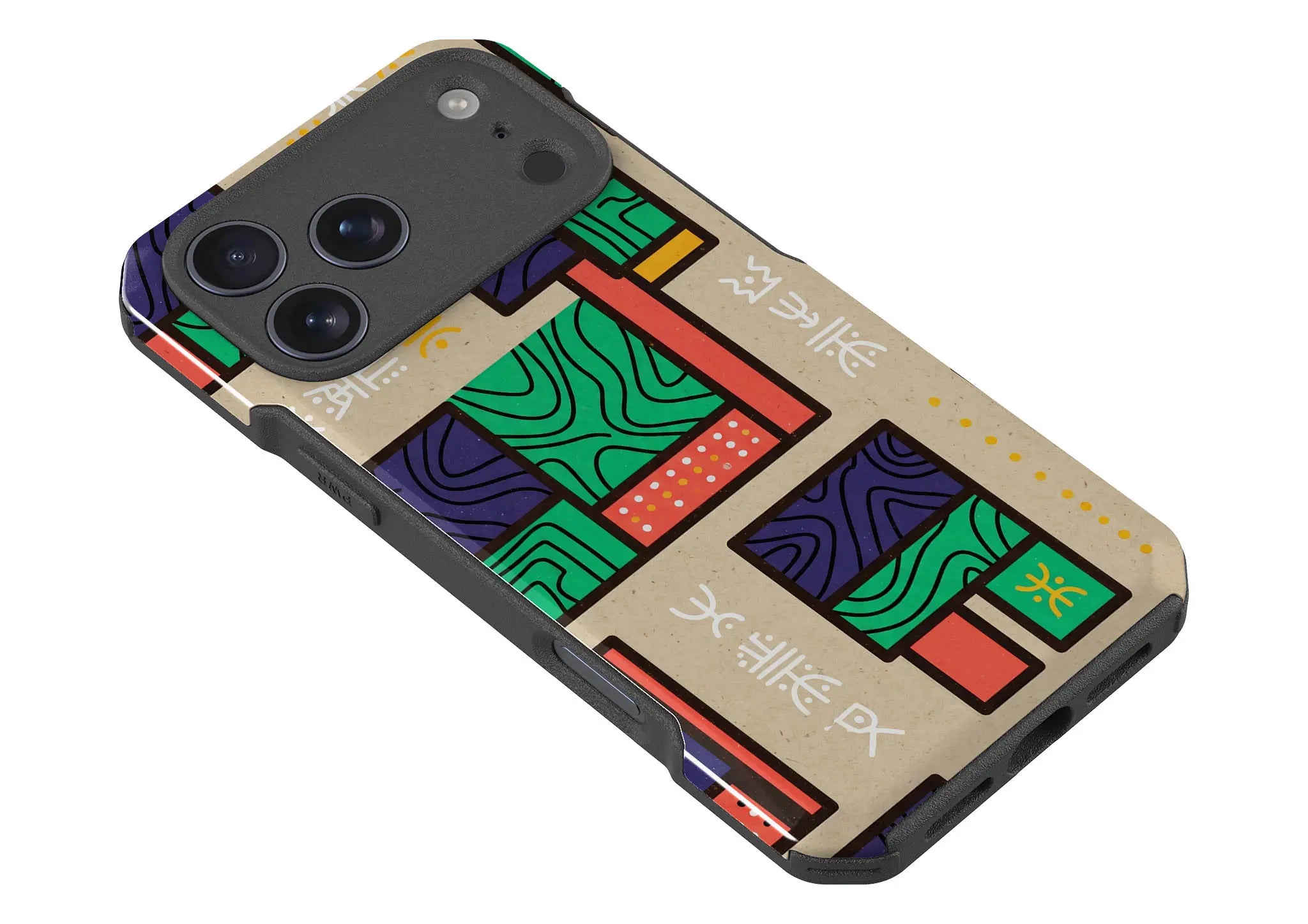 Ankara Blocks on Sand by Ada Okoye — Impact Armour MagSafe Case for iPhone — Finnaij