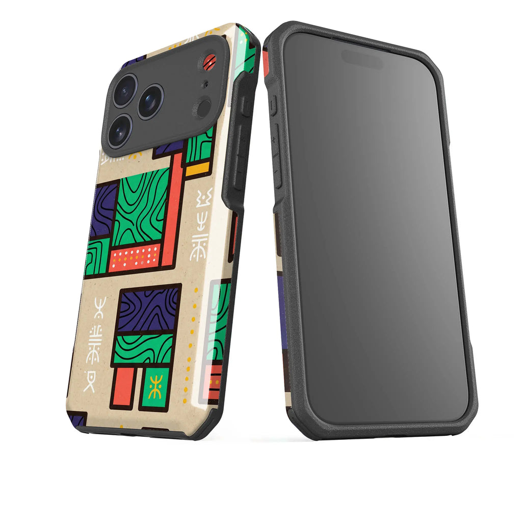 Ankara Blocks on Sand by Ada Okoye — Impact Armour MagSafe Case for iPhone — Finnaij