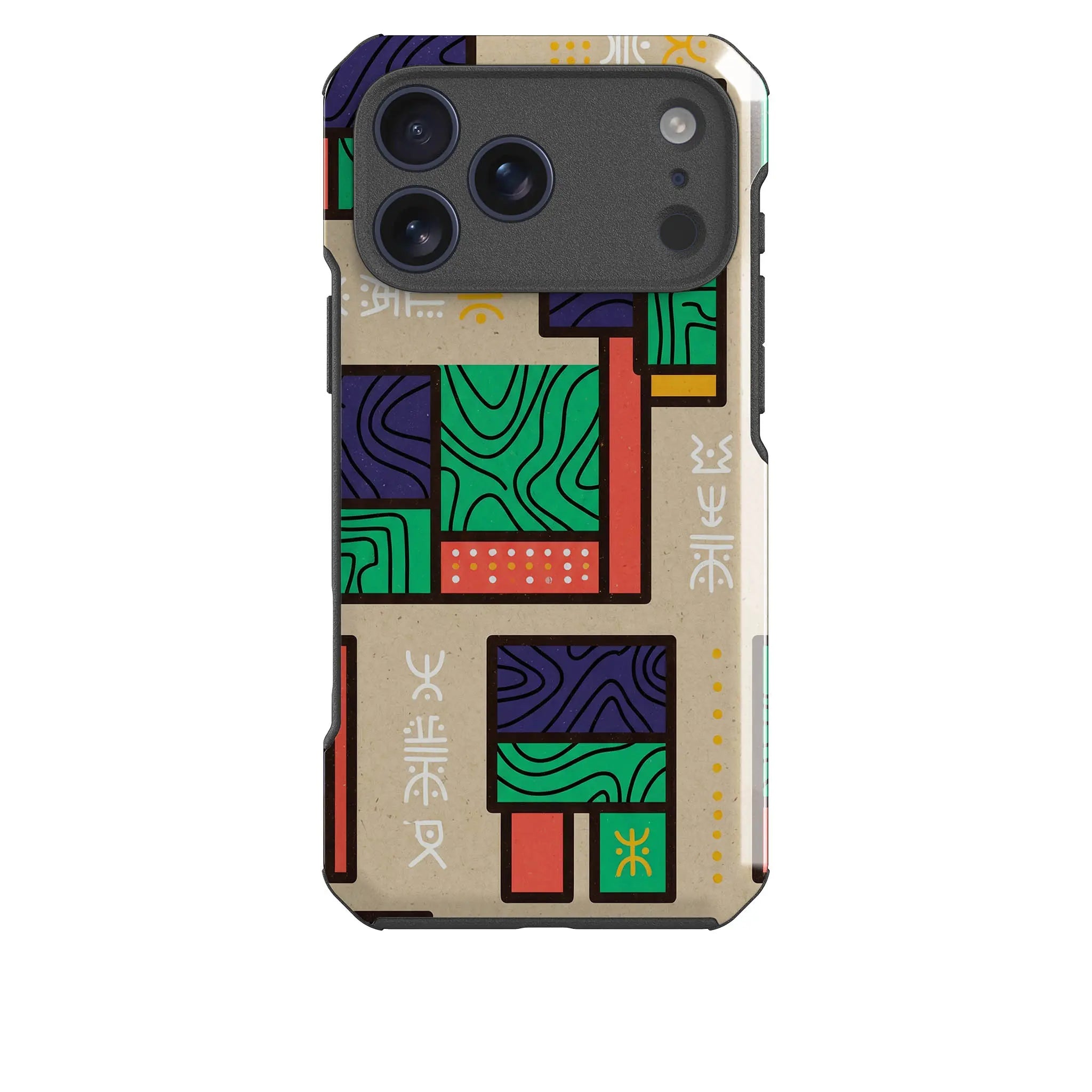 Ankara Blocks on Sand by Ada Okoye — Impact Armour MagSafe Case for iPhone — Finnaij