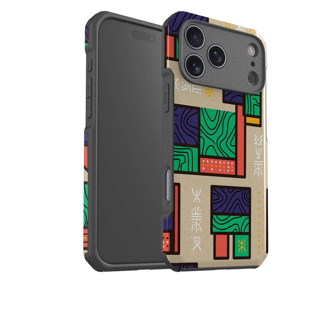 Ankara Blocks on Sand by Ada Okoye — Impact Armour MagSafe Case for iPhone — Finnaij