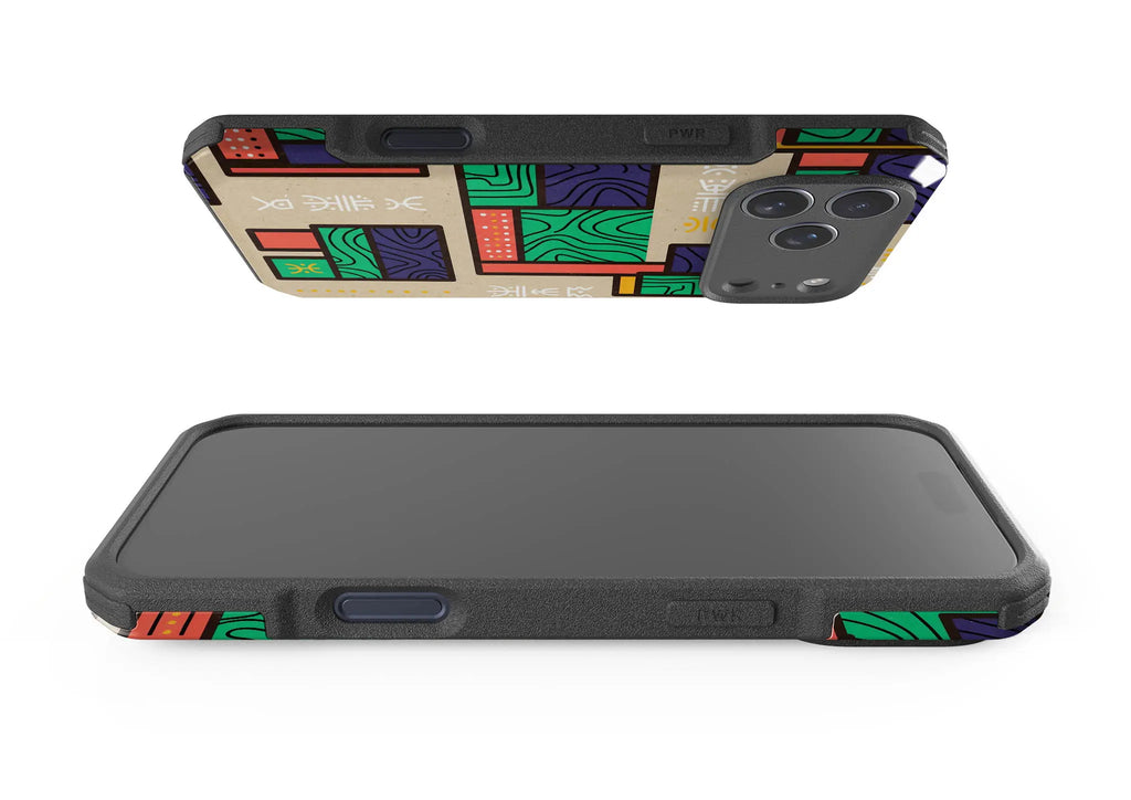 Ankara Blocks on Sand by Ada Okoye — Impact Armour MagSafe Case for iPhone — Finnaij