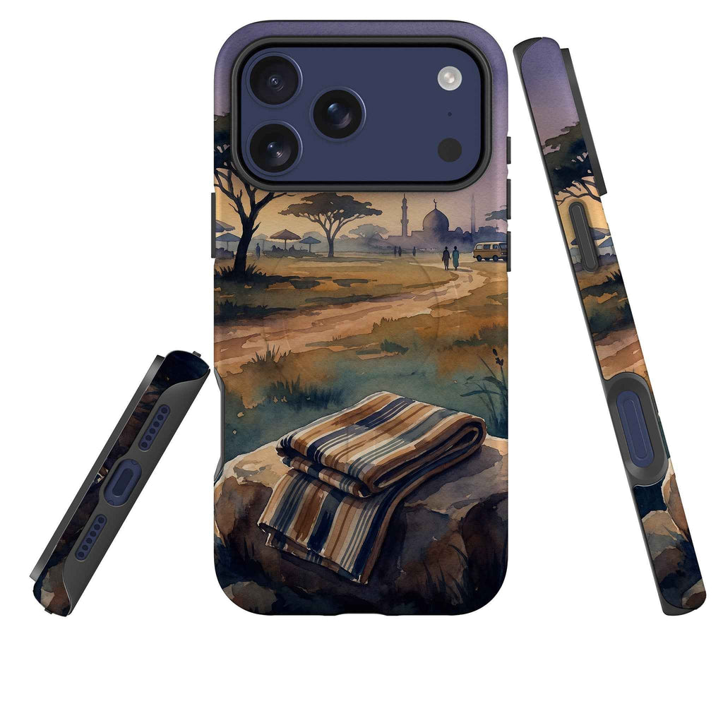 Aso-Oke Accent in the Landscape by Tobi Akinyemi — MagSafe Tough Case for iPhone — Three Quarter — Finnaij