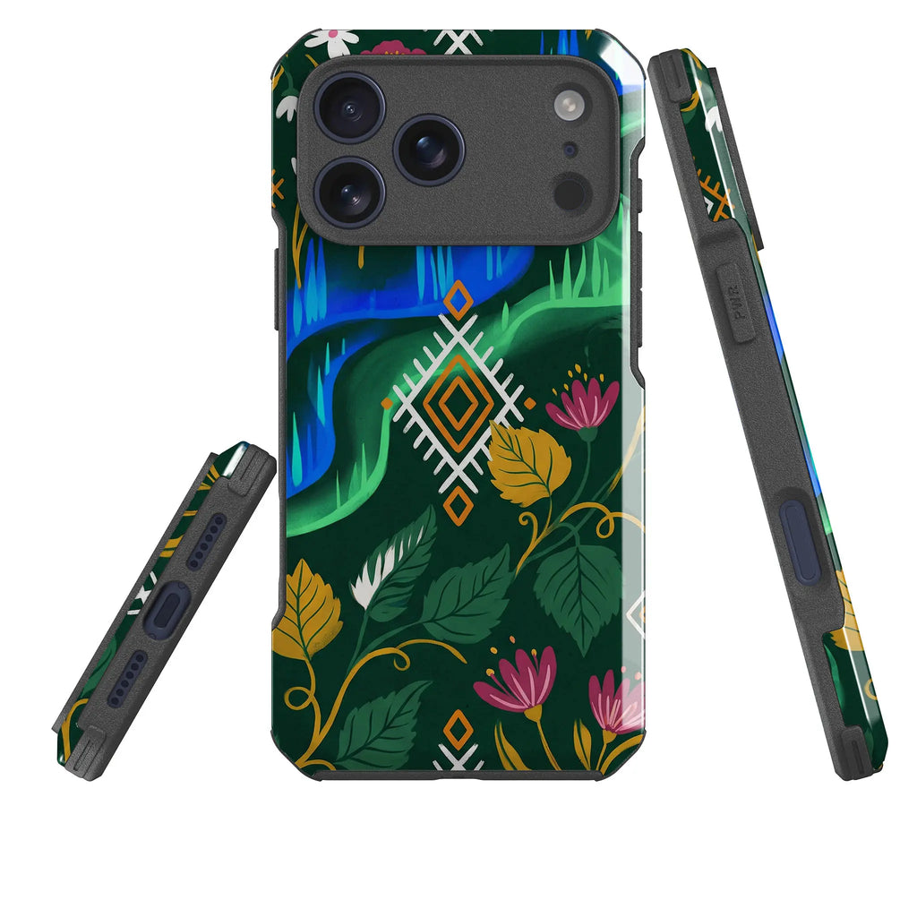 Aurora Birch Bloom by Aino Kallio — Impact Armour MagSafe Case for iPhone — Three Quarter — Finnaij