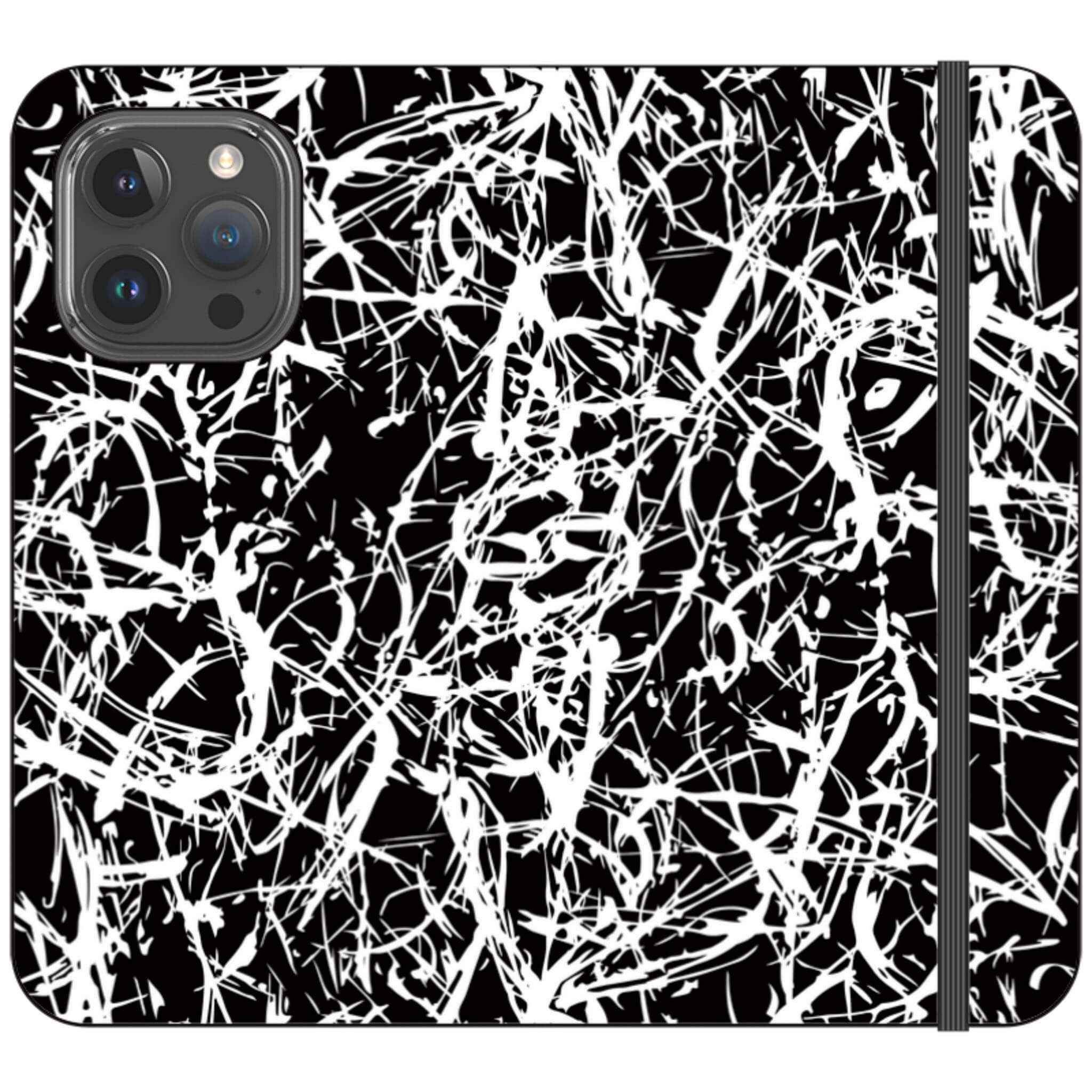 Black-White Grunge — Folio Wallet Case for iPhone — Finnaij