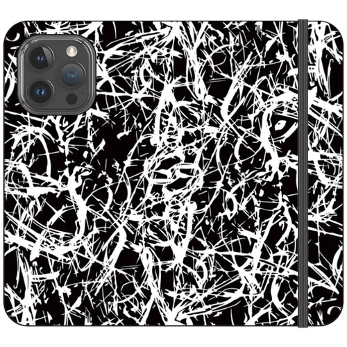 Black-White Grunge — Folio Wallet Case for iPhone — Finnaij