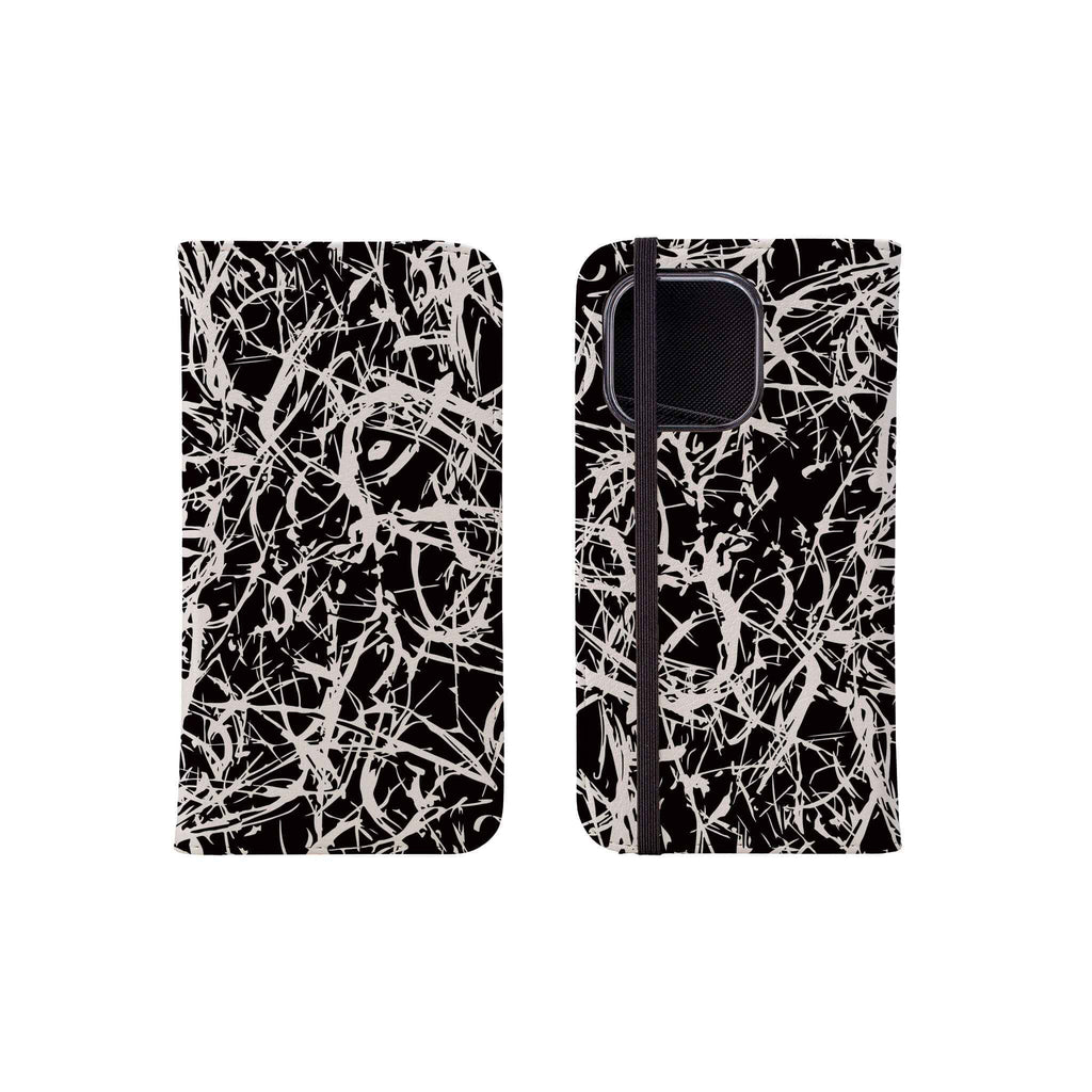Black-White Grunge — Folio Wallet Case for iPhone — Finnaij