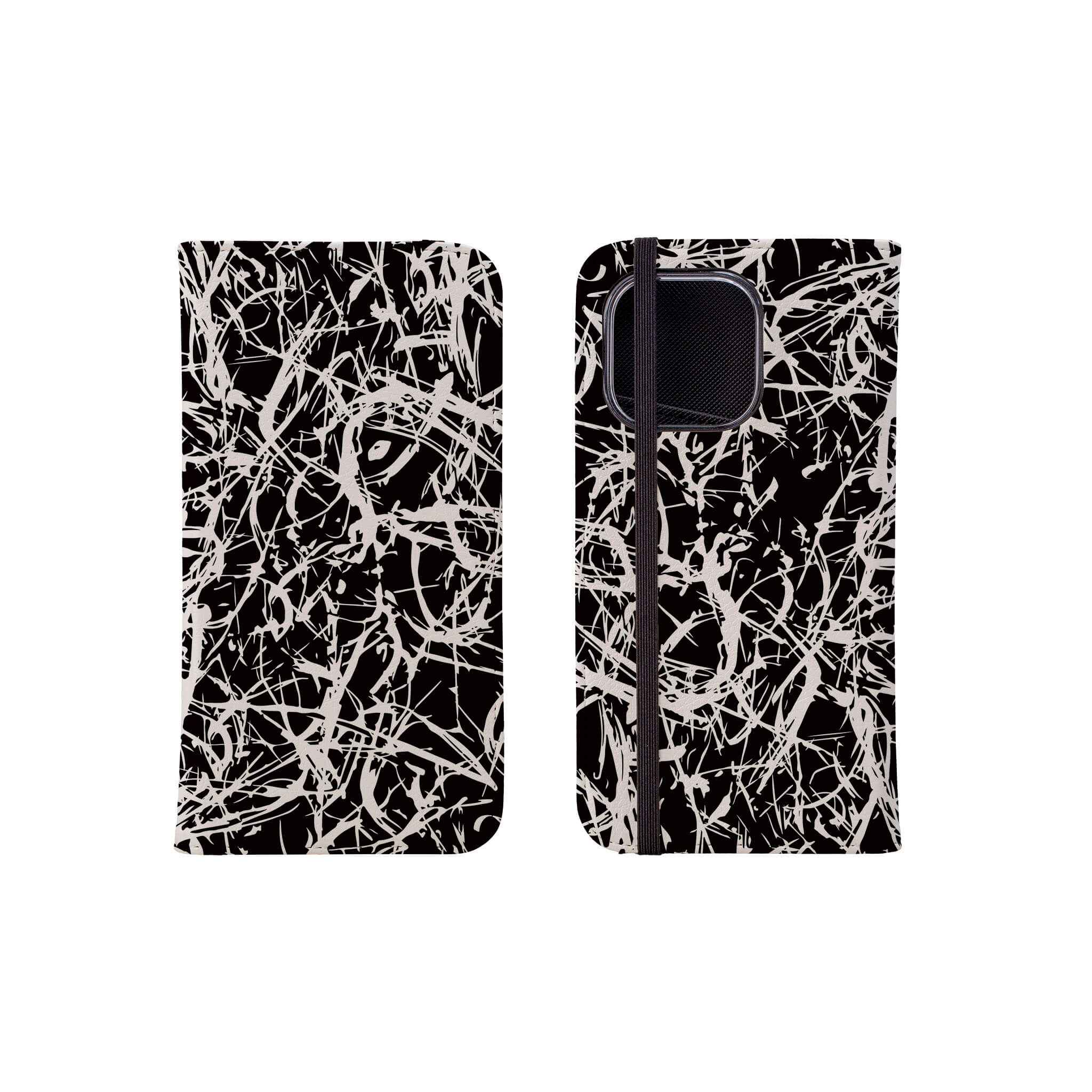 Black-White Grunge — Folio Wallet Case for iPhone — Finnaij