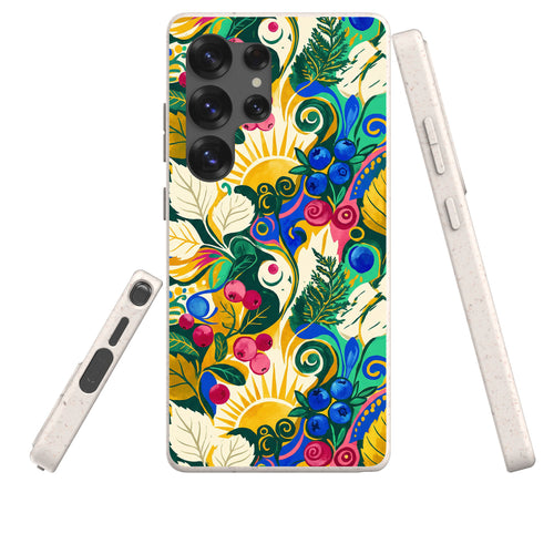 Berry Meadow Glow by Aino Kallio — Samsung Galaxy Bio-degradable Case — Three Quarter — Finnaij