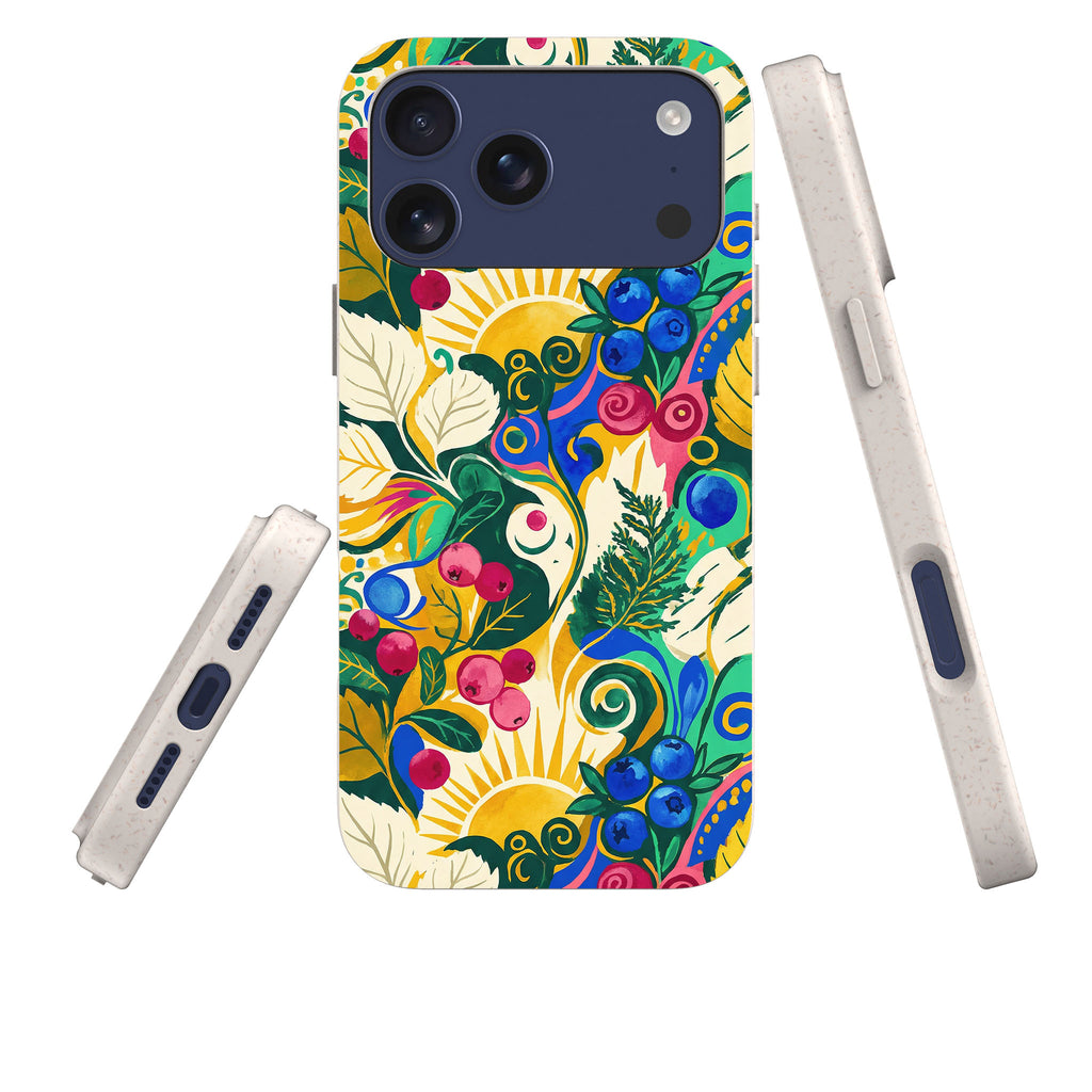 Berry Meadow Glow by Aino Kallio — iPhone Bio-degradable Case — Three Quarter — Finnaij