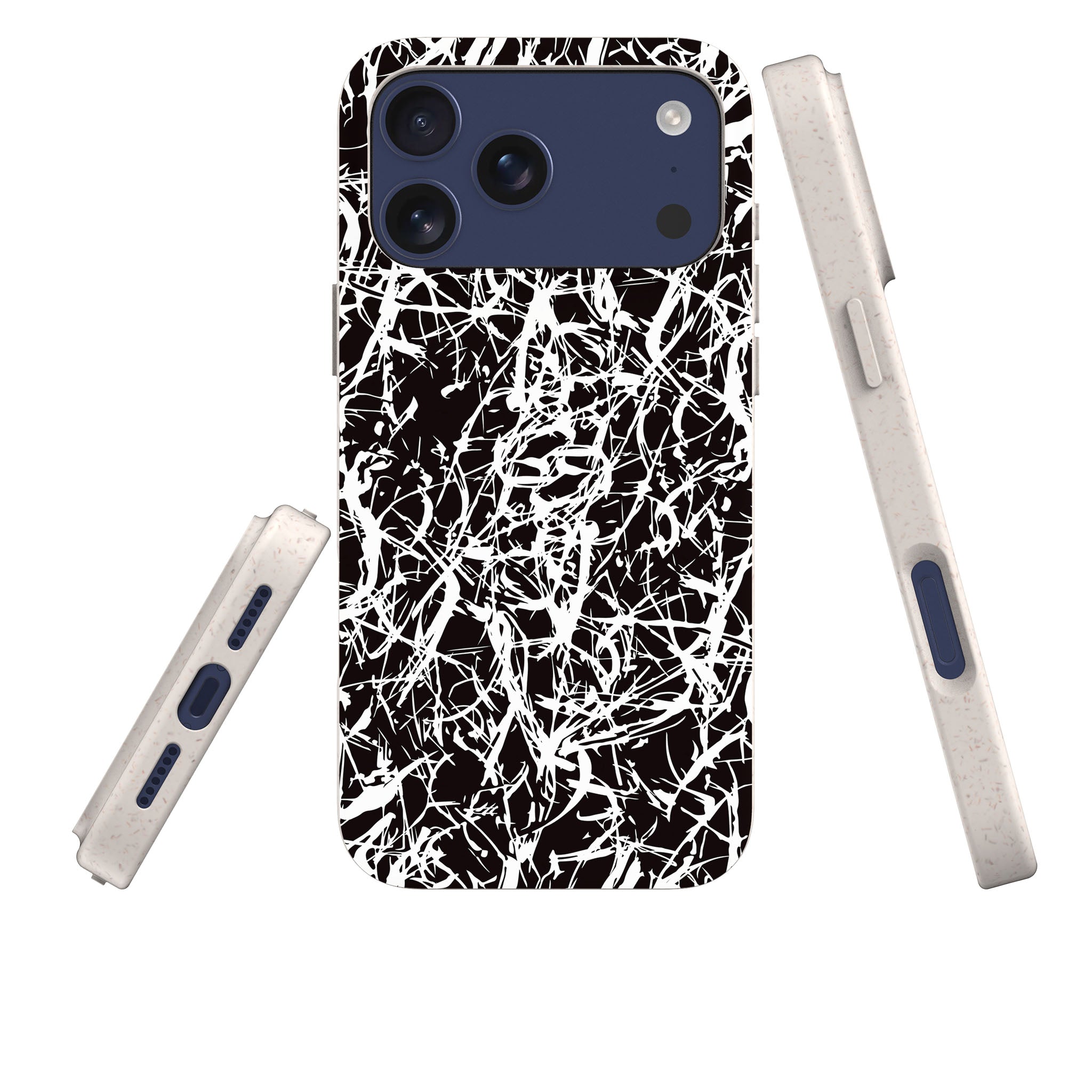 Black-White Grunge — iPhone Bio-degradable Case — Three Quarter — Finnaij