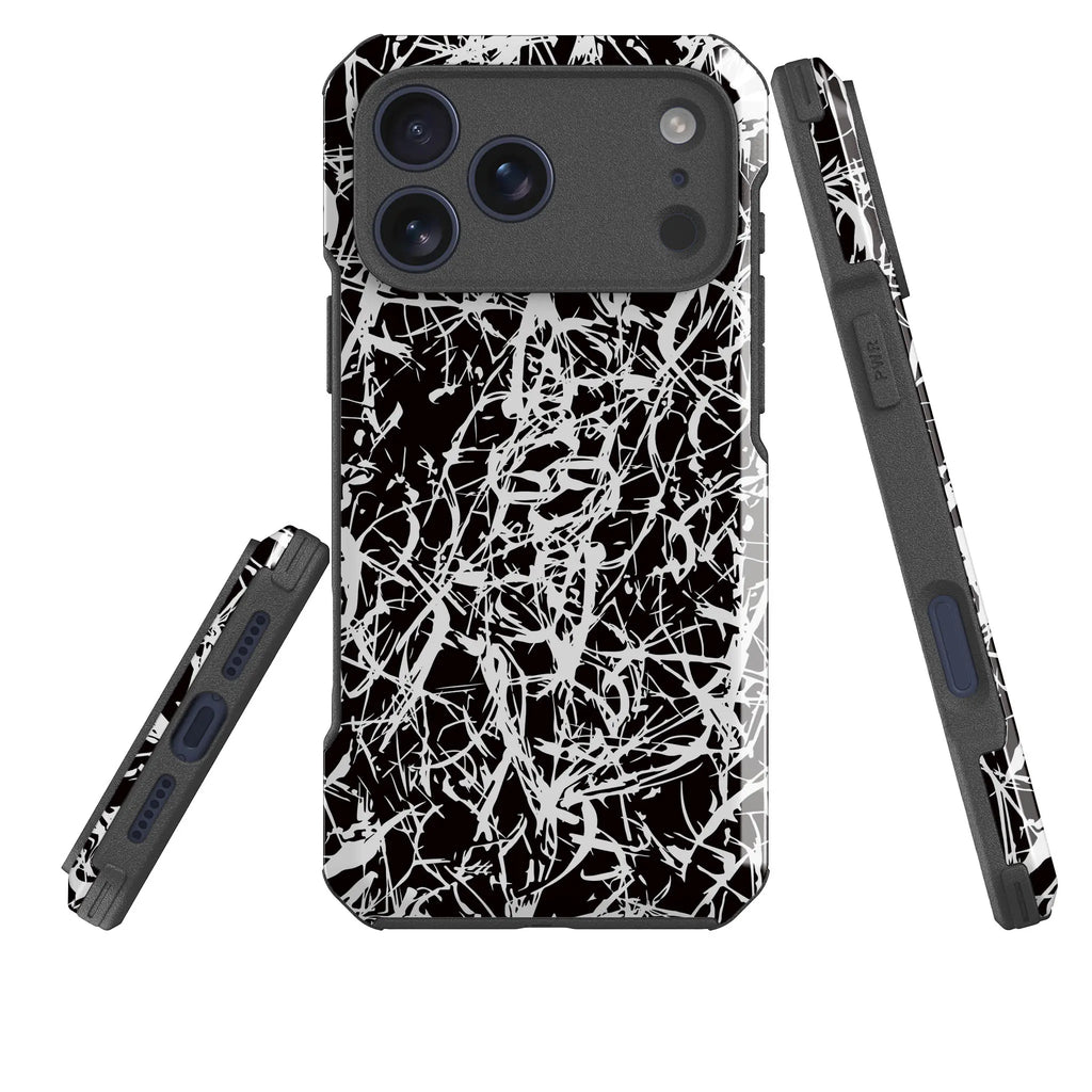 Black-White Grunge — Impact Armour MagSafe Case for iPhone — Three Quarter — Finnaij