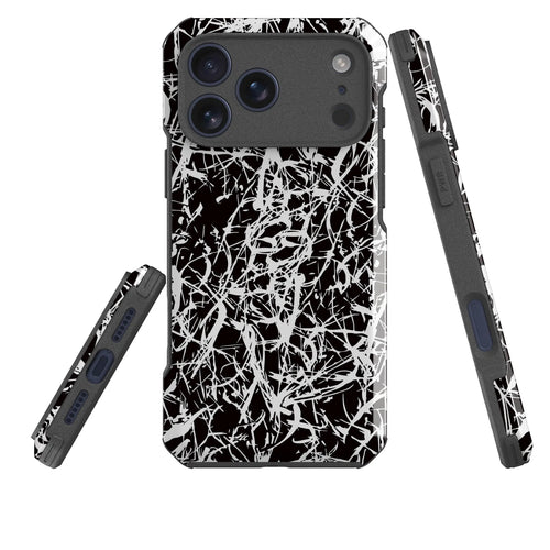 Black-White Grunge — Impact Armour MagSafe Case for iPhone — Three Quarter — Finnaij