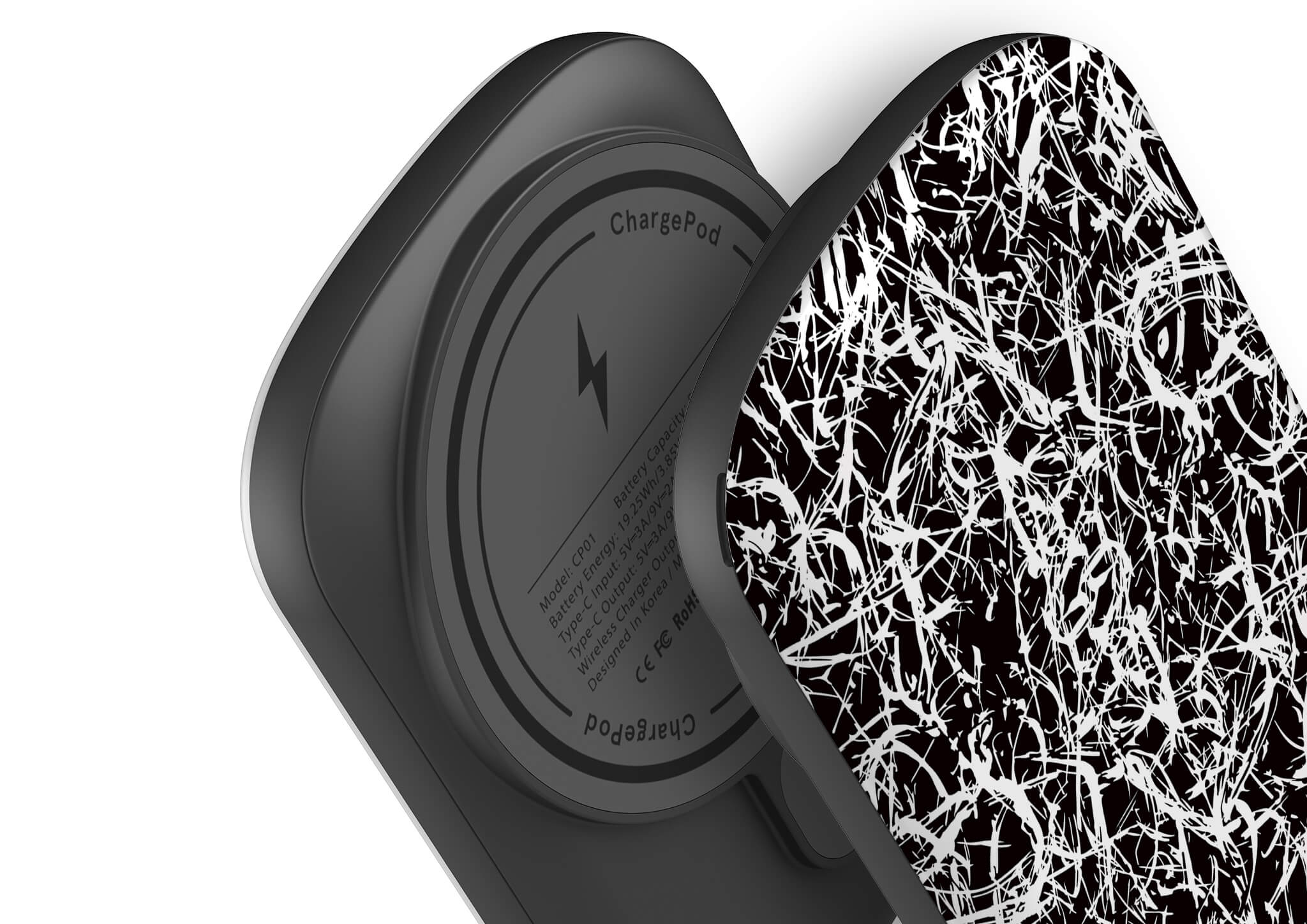 Black-White Grunge MagSafe CHARGEPOD — Finnaij