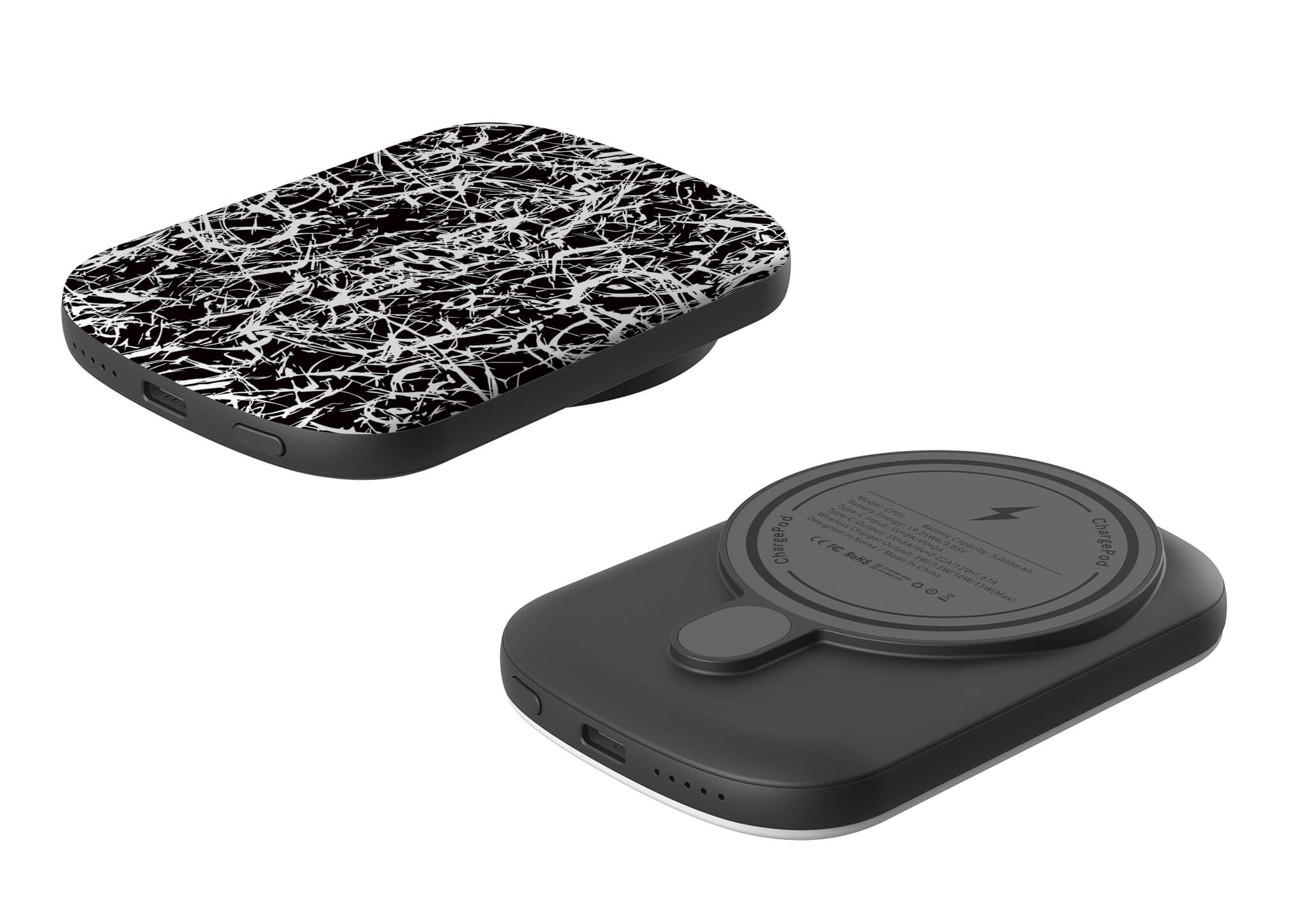 Black-White Grunge MagSafe CHARGEPOD — Finnaij
