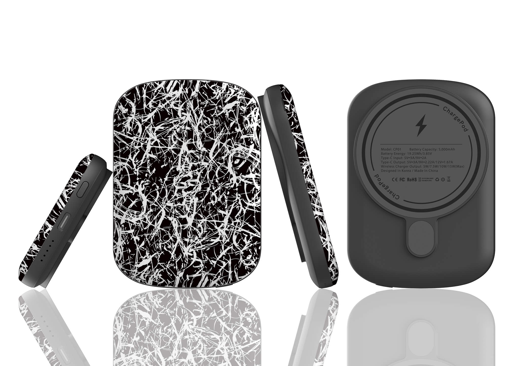 Black-White Grunge MagSafe CHARGEPOD — Finnaij