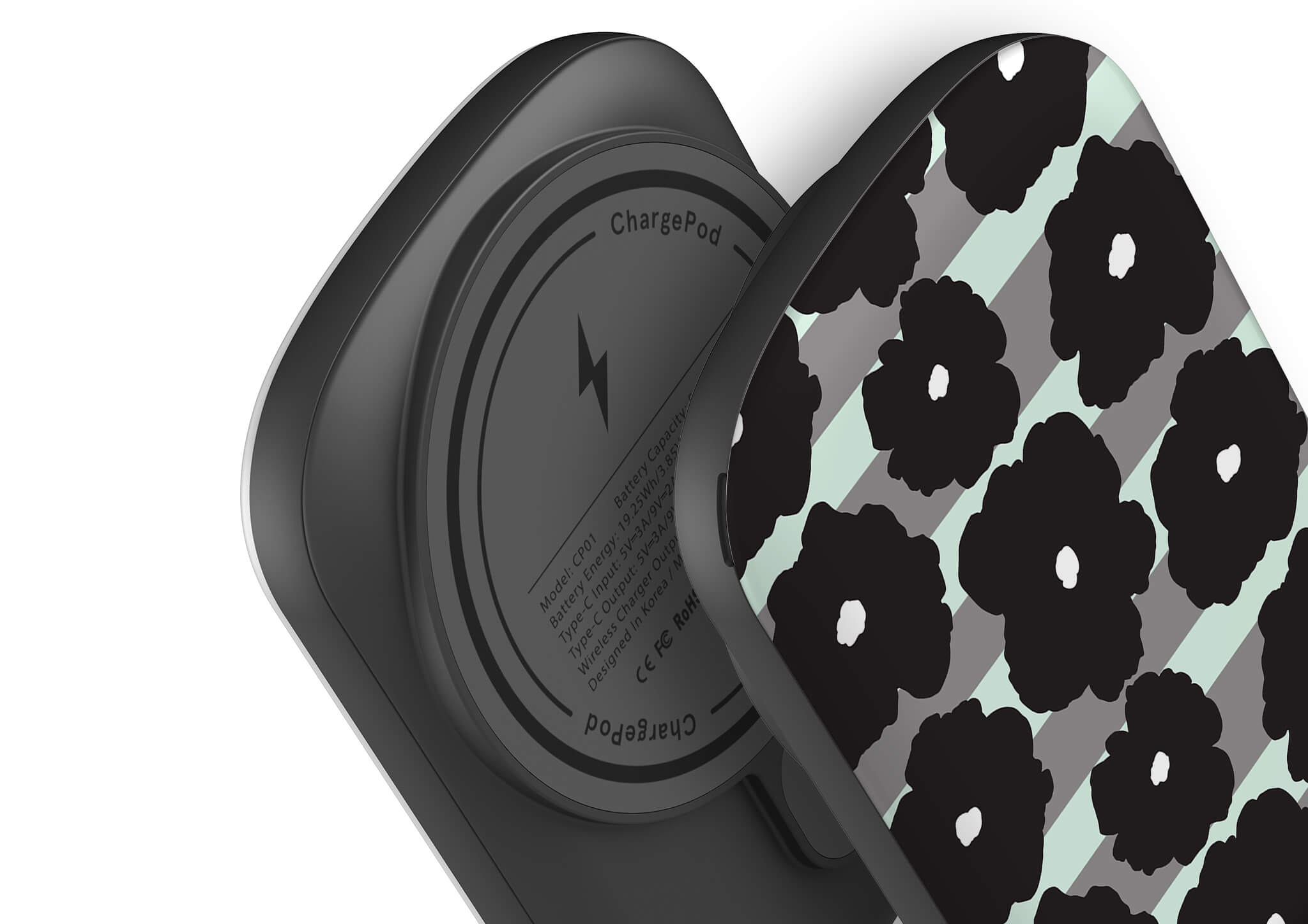 Bold Floral Black MagSafe CHARGEPOD — Finnaij