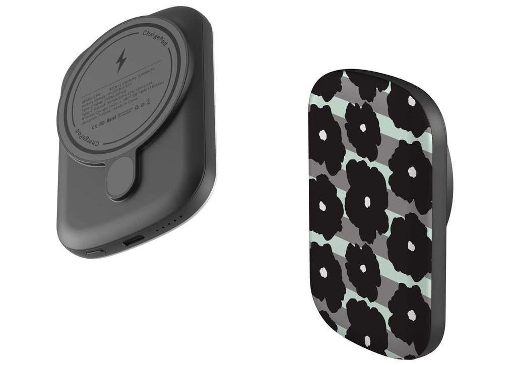 Bold Floral Black MagSafe CHARGEPOD — Finnaij