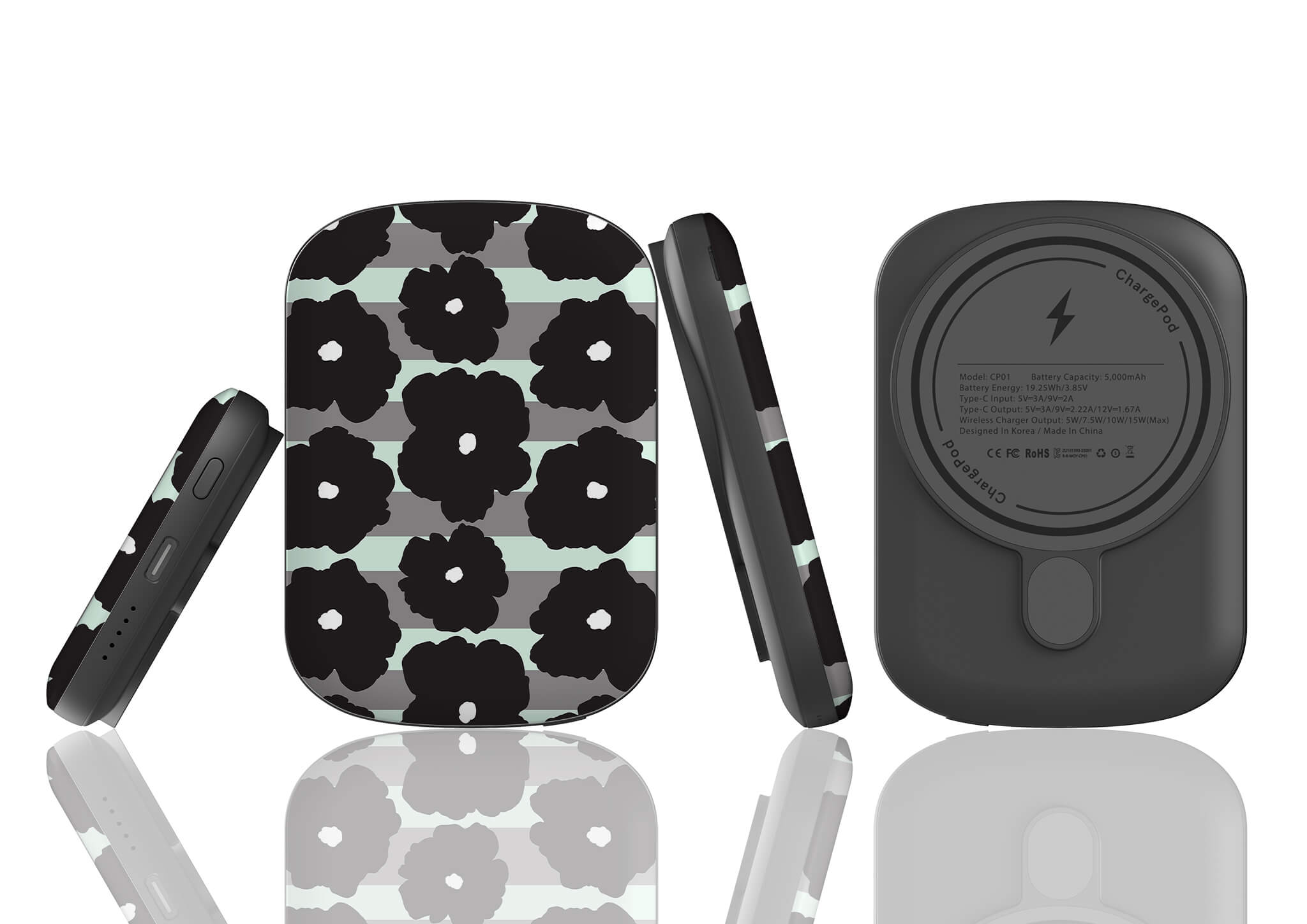 Bold Floral Black MagSafe CHARGEPOD — Finnaij