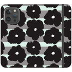 Bold Floral Black — Folio Wallet Case for iPhone — Finnaij