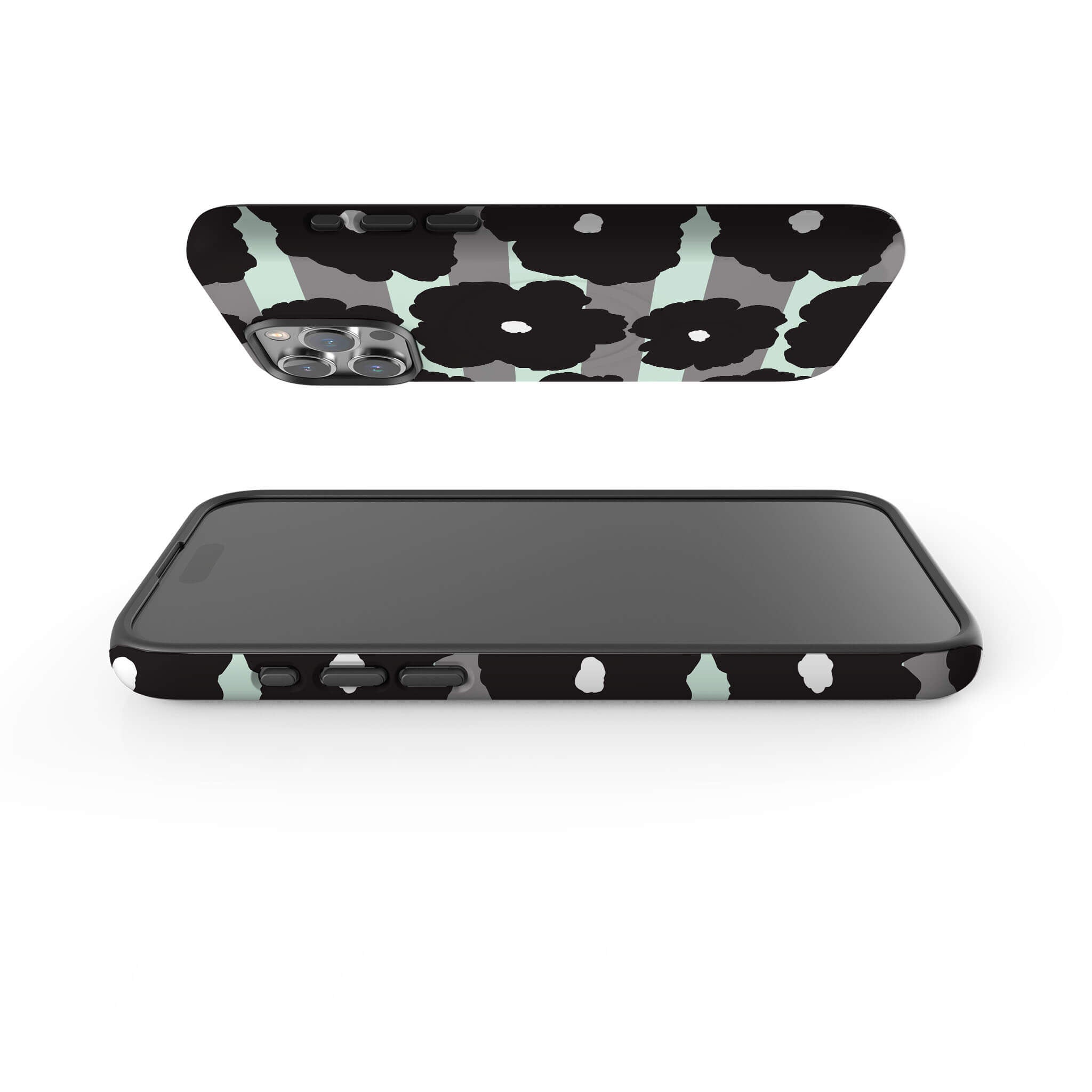 Bold Floral Black — Magsafe Tough Case for iPhone — Finnaij