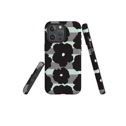 Bold Floral Black — Magsafe Tough Case for iPhone — Three Quarter — Finnaij