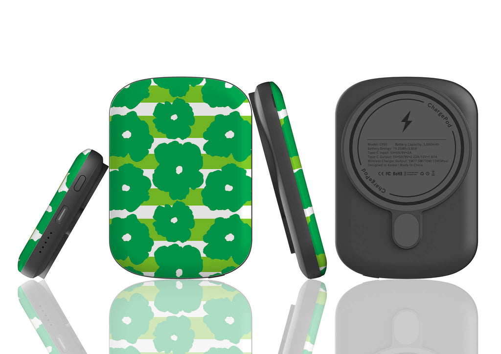 Bold Floral Green MagSafe CHARGEPOD — Finnaij