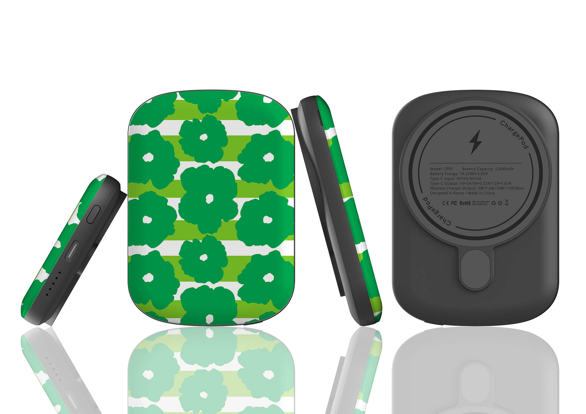Bold Floral Green MagSafe CHARGEPOD — Finnaij