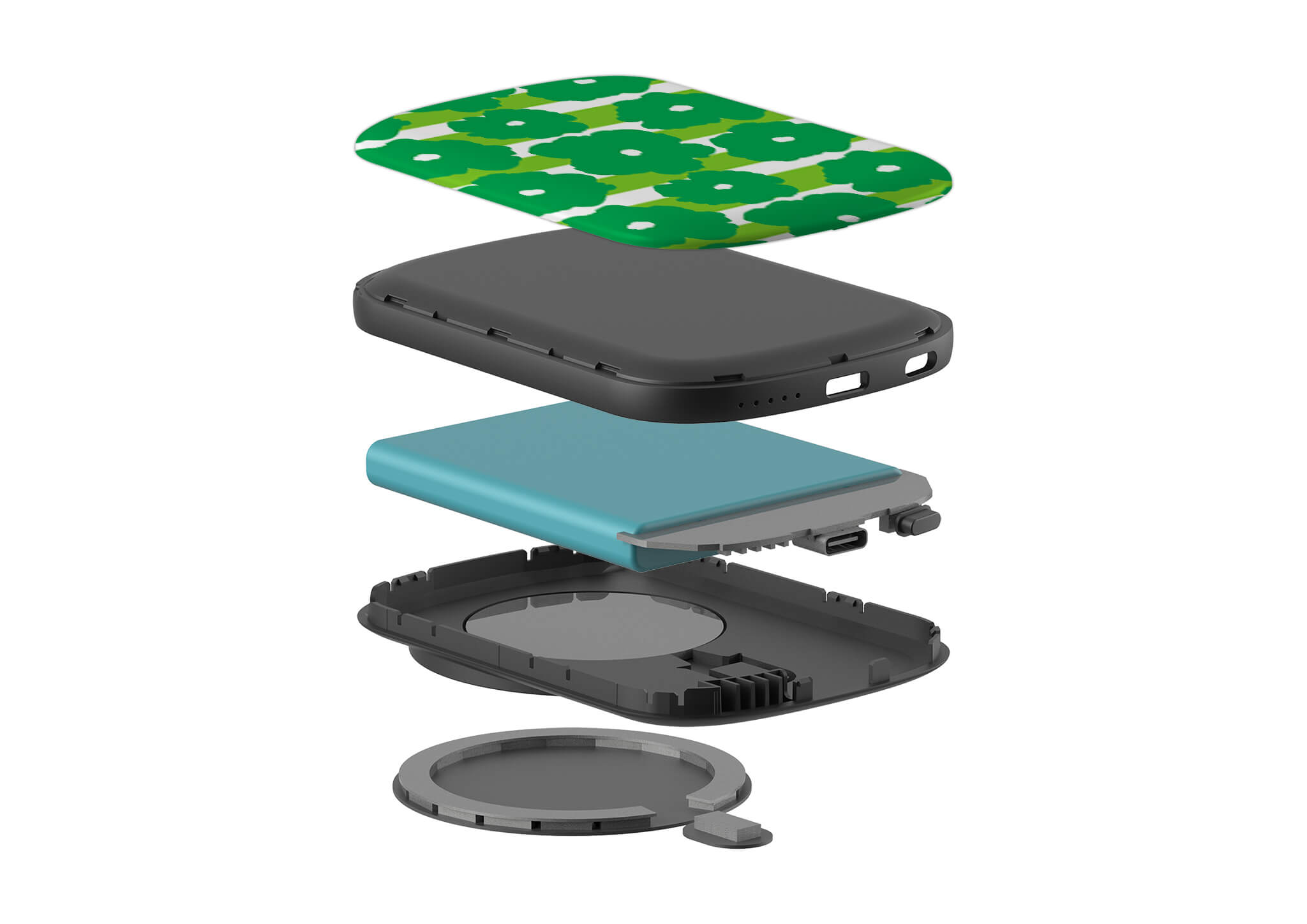 Bold Floral Green MagSafe CHARGEPOD — Finnaij