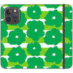 Bold Floral Green Vegan Leather — Folio Wallet Case for iPhone — Finnaij