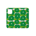 Bold Floral Green Vegan Leather — Folio Wallet Case for iPhone — Finnaij