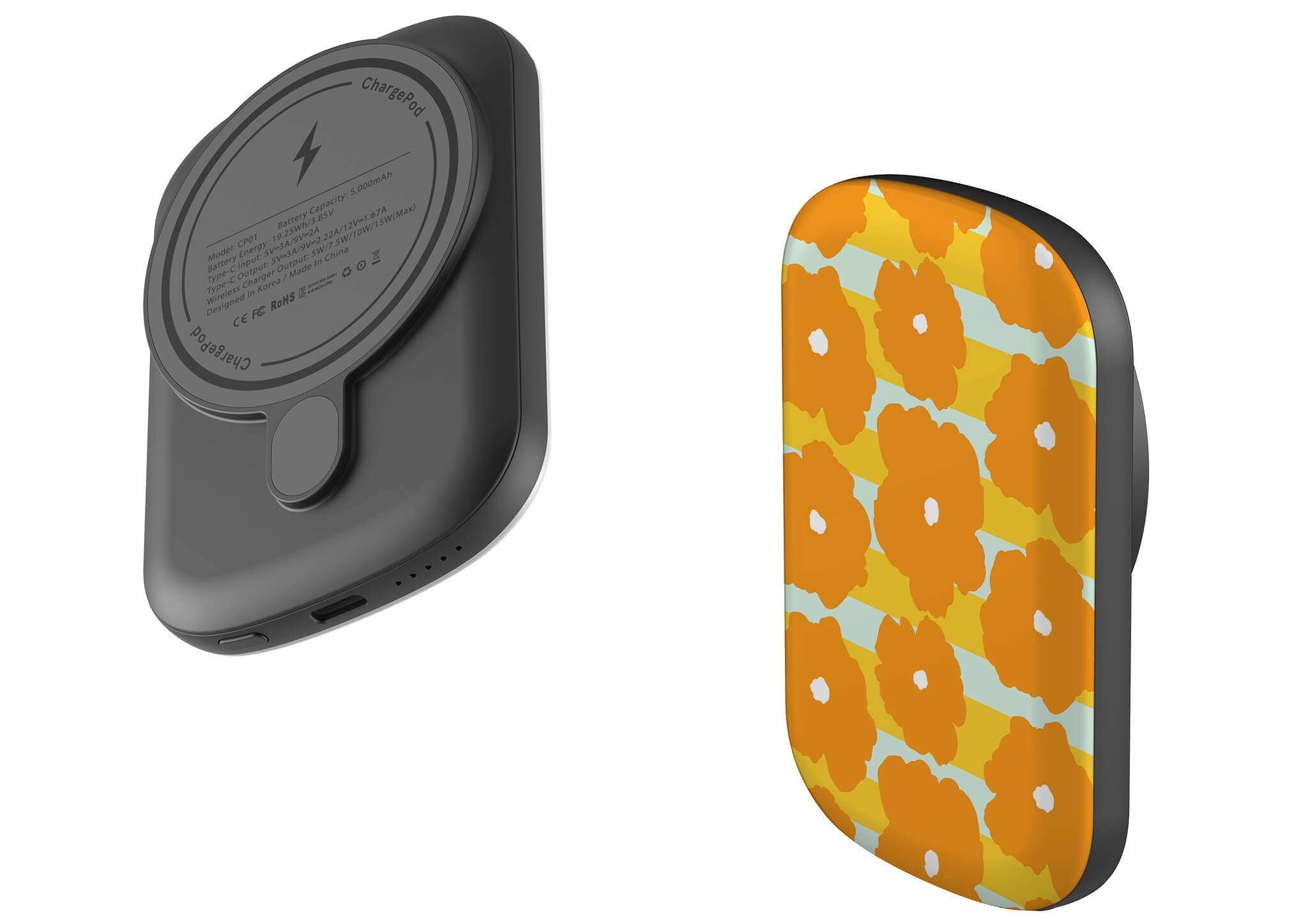 Bold Floral Orange MagSafe CHARGEPOD — Finnaij