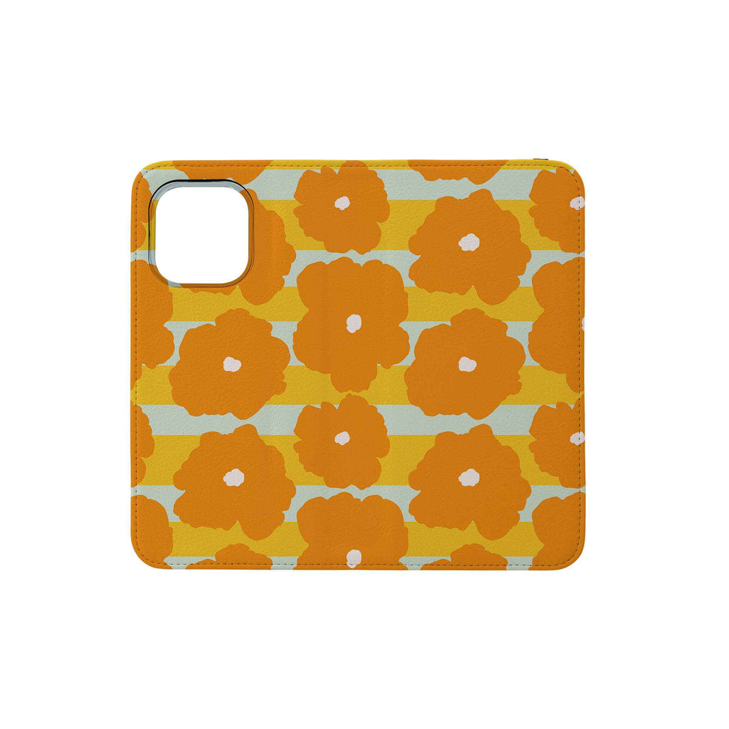 Bold Floral Orange — Folio Wallet Case for iPhone — Finnaij