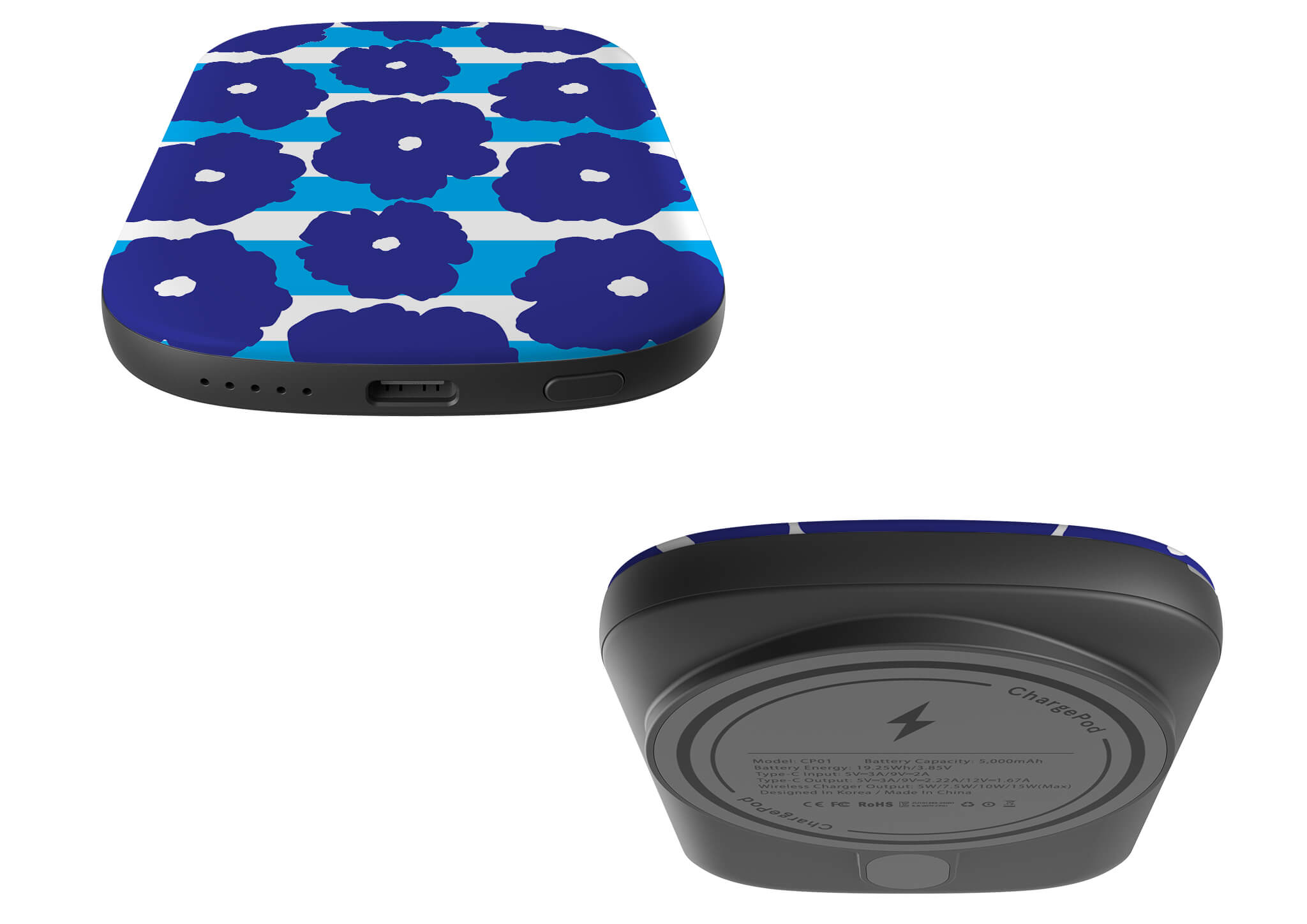 Bold Floral Blue MagSafe CHARGEPOD — Finnaij