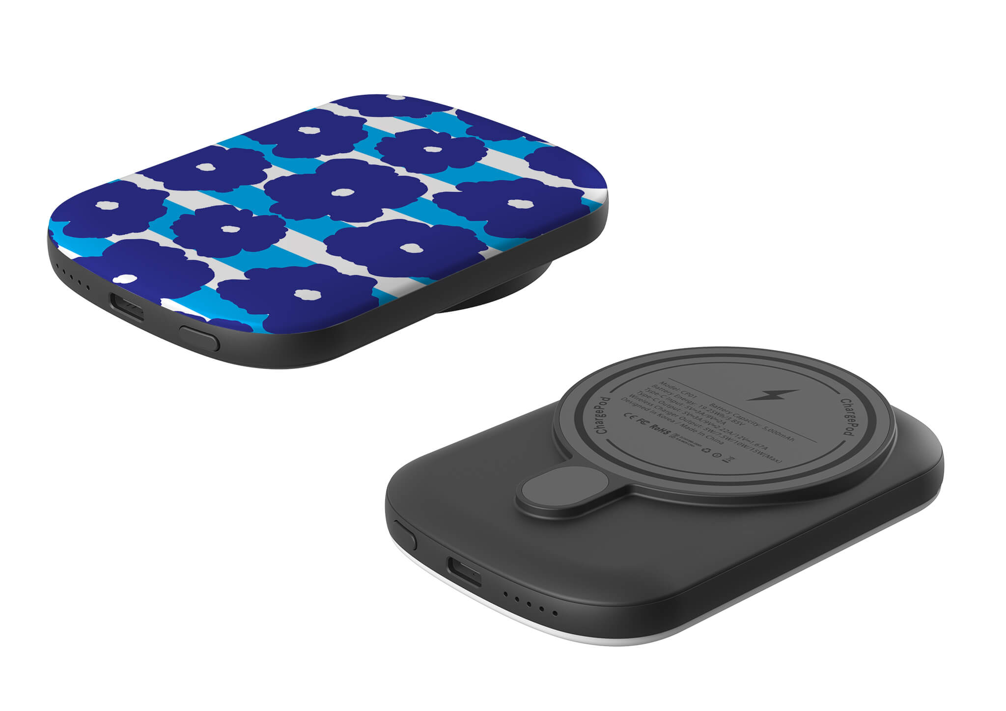 Bold Floral Blue MagSafe CHARGEPOD — Finnaij